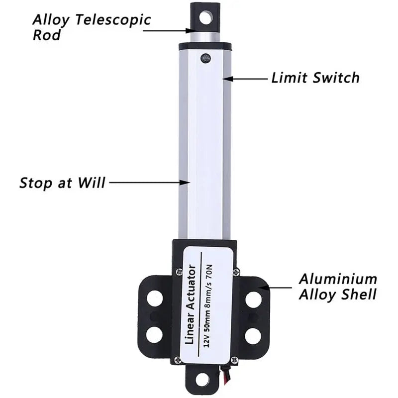 ABXF-Mini Electric Push Rod Putter 12V Mirco Linear Actuator 50Mm Stroke 70N Motor Controller