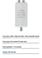 CBB60 Washing Machine Pump Starting Capacitor:4uf,5uf,6uf,8uf,10uf,12uf,14uf,15uf,20uf,25uf,30uf,35uf,40uf,45uf,50uf,60uf 450VAC