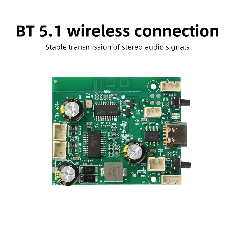 DC 5V/3.7V TWS Stereo Bluetooth Power Amplifier Board, 2×10W Dual-Channel Adjustable and Rechargeable Power Amplifier Board