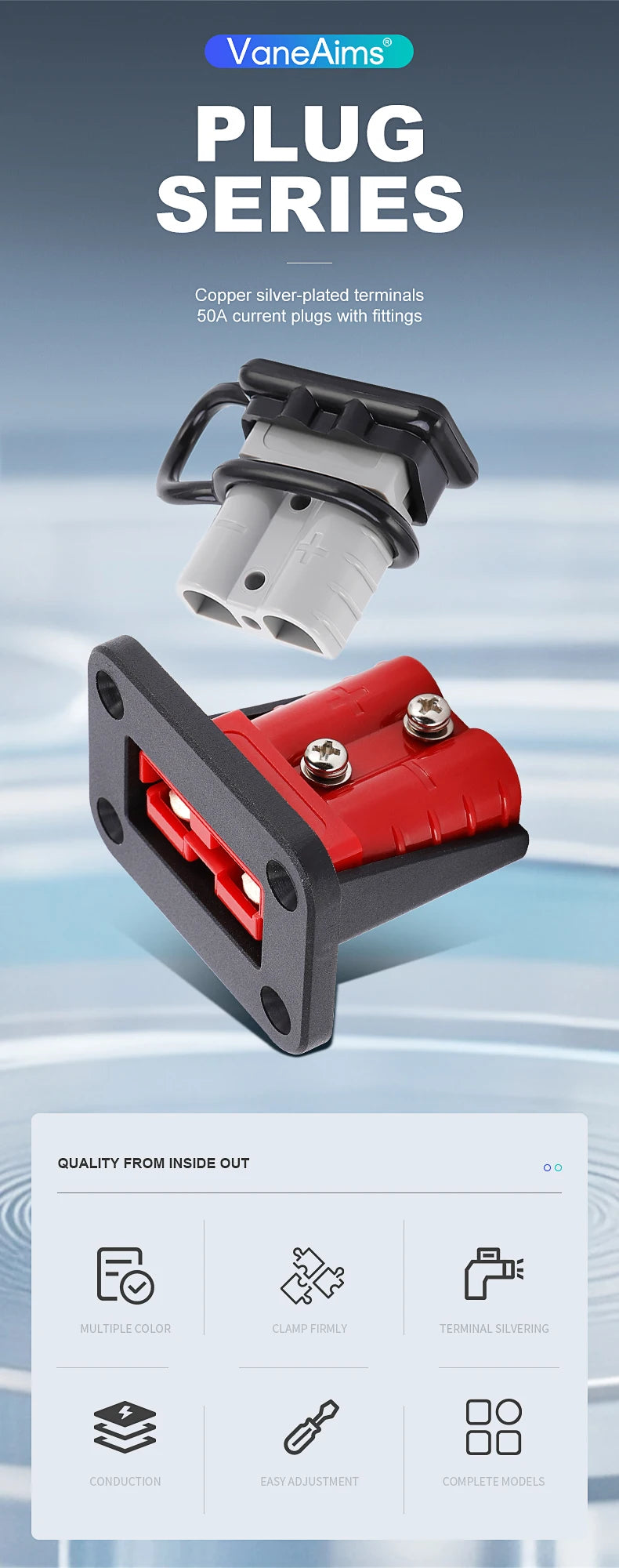 2pcs 50A 120A 175A 2P Quick Plug Forklift Battery Power Connector 600V Car Battery Charging Electrical Cable Wire Connectors