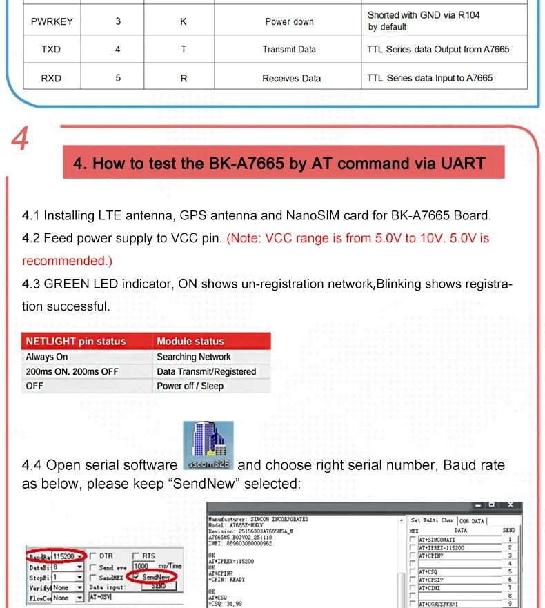 SIMCOM A7665E LTE CAT1 Breakout Board 4G GSM Cellular Module with SIM Slot Development Board for Vehicle GPS Tracker