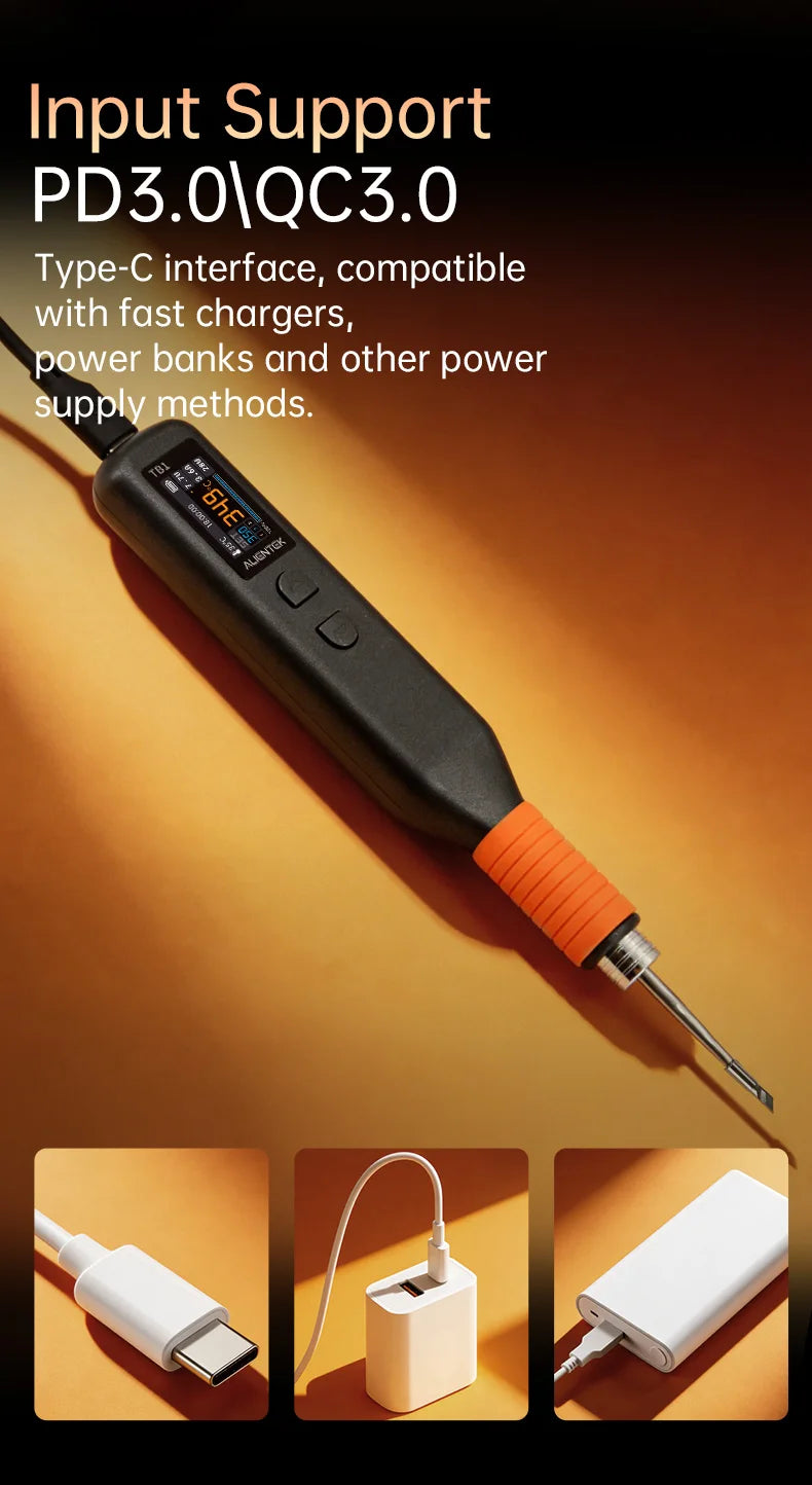 ALIENTEK TB1 Smart Wireless Soldering Iron T210Portable Rechargeable Soldering Pen PD3.0 PID Temp Control for Electronics Repair