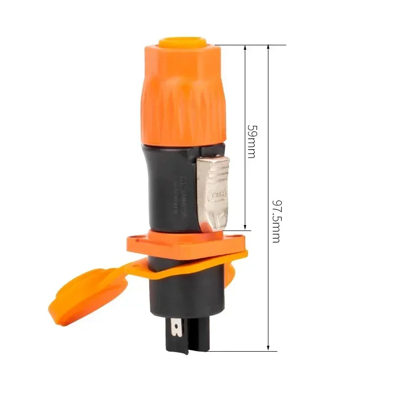 2Pcs 3Pin Powercon Connector IP65 Waterproof Orange XLR Power Plug Socket 20A Aviation Plug Stage