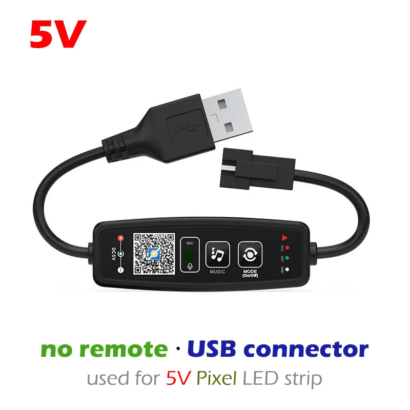 WS2811 WS2812B Bluetooth LED Pixels Strip Controller for Dream Color Tape Lights BT APP Music Control 28Keys Remote Controller