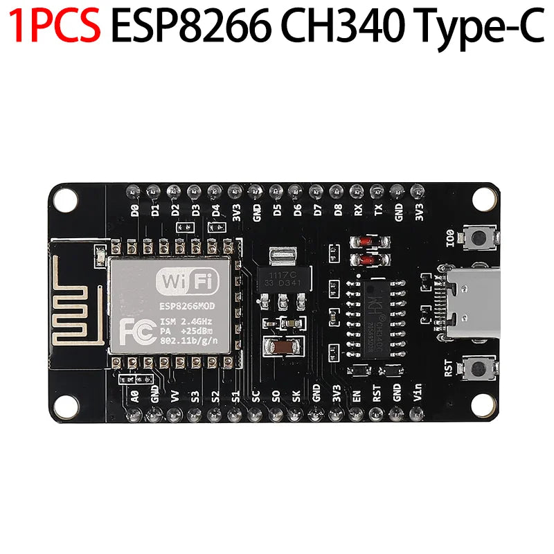 ESP8266 NodeMCU LUA CH340 ESP-12E WiFi Internet Development Board 4M Flash Serial Wireless Module for Arduino Type-c usb