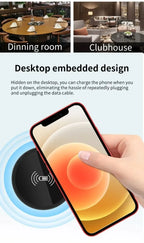 Embedded 15W Wireless Charger Fast Inductive Charging Base Desktop For iPhone 16 15 14 13 12 Samsung S24 S23 Huawei Xiaomi Phone
