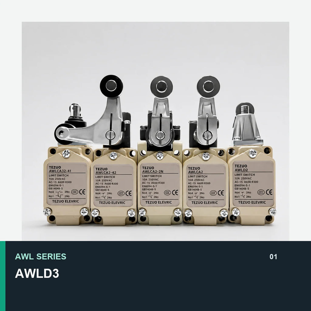 TEZUO AWL Series IP67 Limit Switch, 15 Actuator Models for Industrial Automation