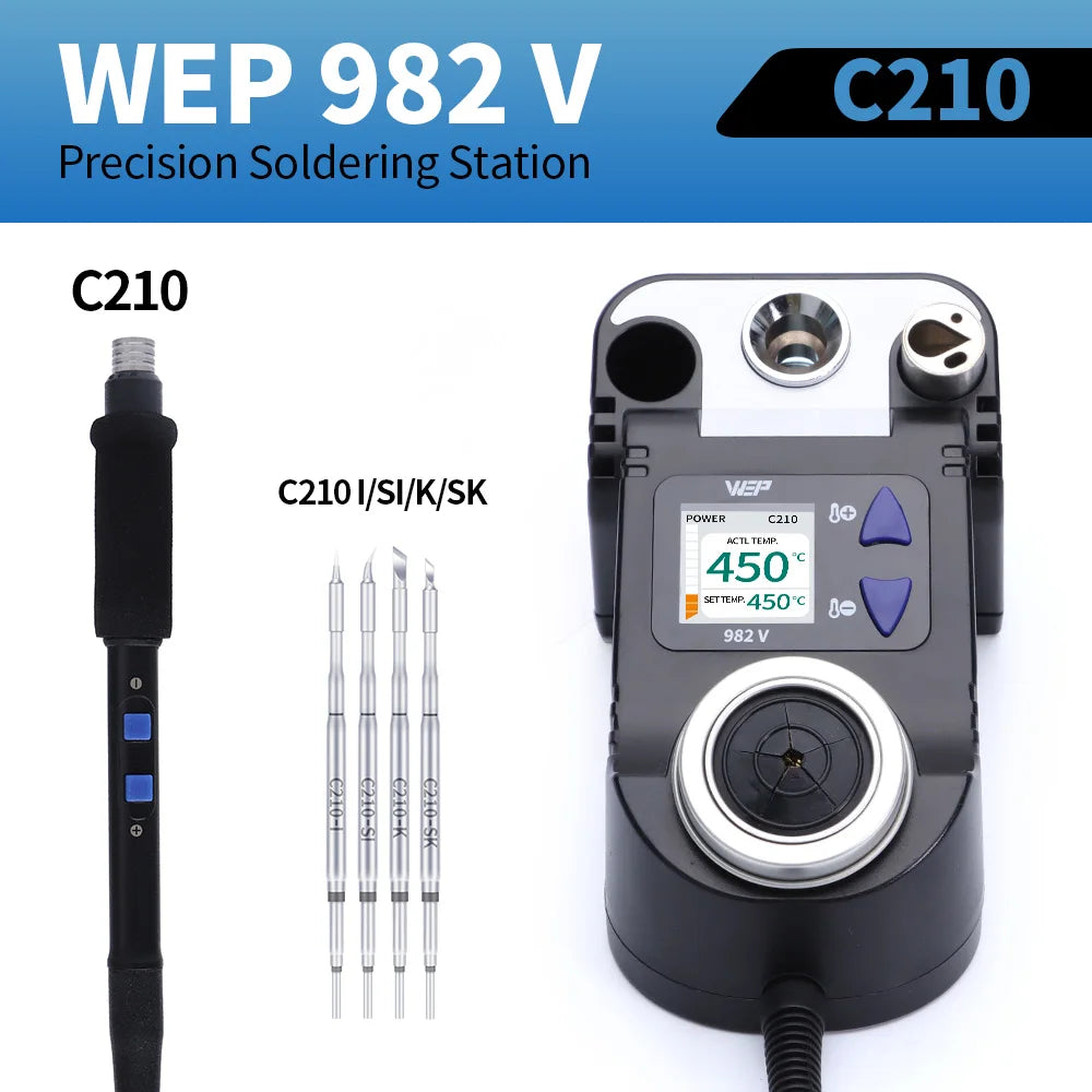 WEP 982-V Digital Electric Soldering Iron Kit C115 C210 C245 Precision Soldering Iron Soldering Station Small Rework Station