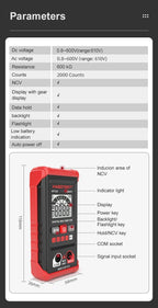 Smart Digital Multimeter Mini Voltmeter Ammeter High-precision Multimeter Auto Ranging AC DC Voltage Meter Tester with Backlight