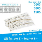 660pcs/Lot 0803/ 0805 /1206  1% SMD Chip Resistor Assorted Kit 1R - 1M Ohm 33valuesX20pcs Resistance Sample Set