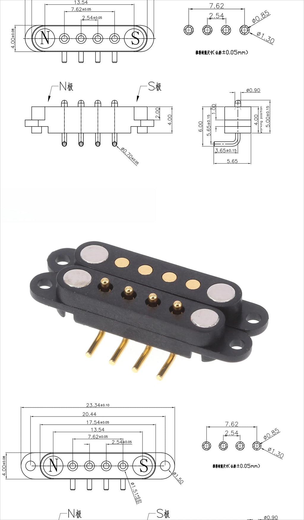 1/5 Set Waterproof DC Magnetic Pogo Pin Connector 2 3 4 5 6 7 8 9 Poles 2.54 MM Pogopin Male Female Contact Strip 90 Degree