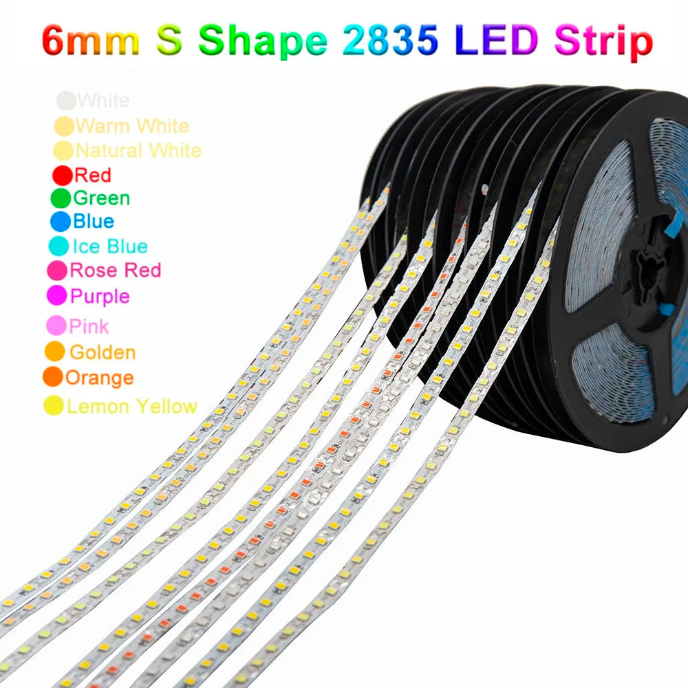 6mm 2835 S Led Strip Bendable DIY Neon Tape Light DC12V 120LED/m for DIYNeon Sign Letter Flexible Foldable String Lamp