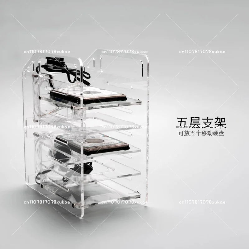 5-layer Cooling mobile hard disk bracket  for Raspberry pi 3B 3B+ 4B cluster case 2.5 SSD HDD transparent shell extended nas