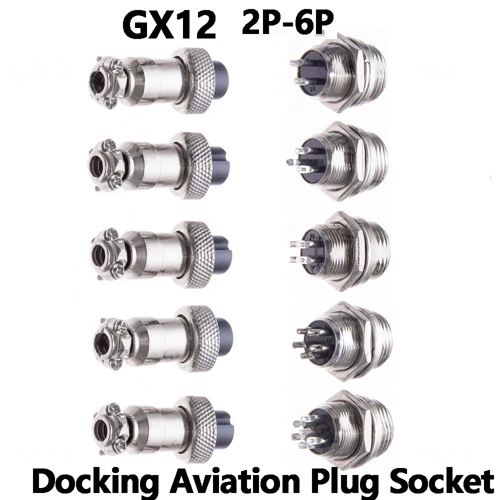 GX12 2 3 4 5 6 Pin Docking Aviation Plug Socket Waterproof Circular Connector 2P-6P