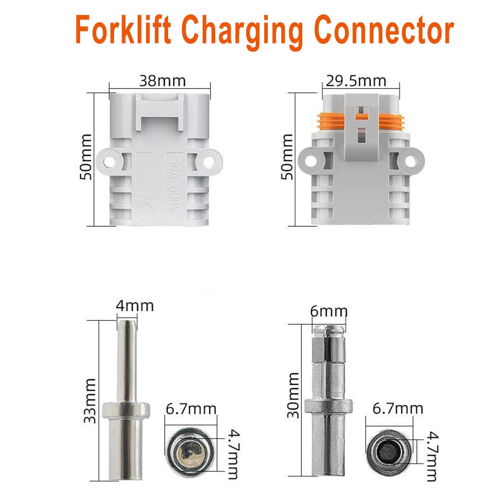 Pair Of FOR Anderson 50 Amp 600V 6 Grey Forklift Cable Power Connectors Good Electrical Conductivity Easy To Connect Tool
