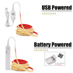 Waterproof Motion Sensor COB Light Battery USB Powered Led Strip IP68 5V Auto ON/OFF Cabinet Kitchen Staircase Liner Lighting