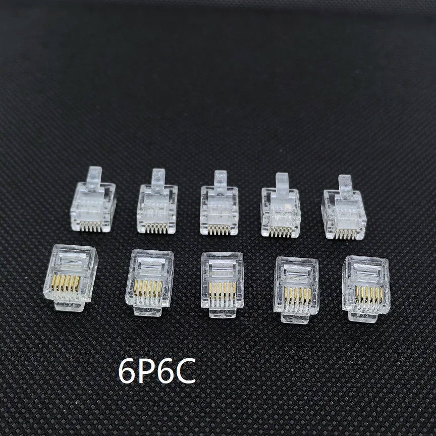 10PCS/LOT Gold-plated RJ12 6P6C 6P4C Plugs RJ45 8P8C Engineering CNC Telephone/Internet Crystal Head Connector