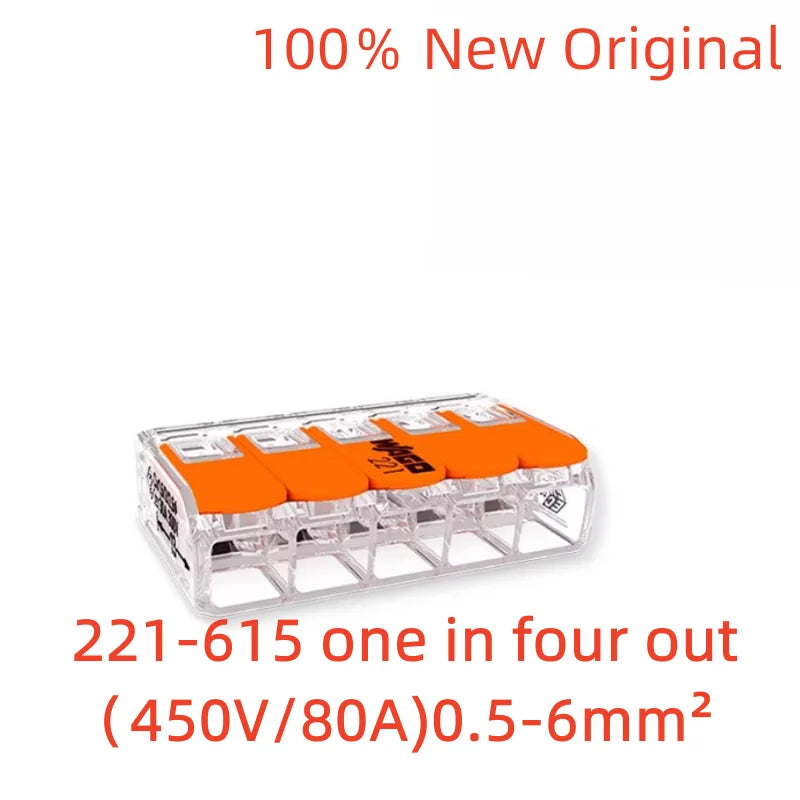 WAGO holes Lever wire connector 221-412 221-413 221-415 221-612 221-613 221-615 Quick Wiring terminal 0.14-4mm²/AWG24-12 2/3/5