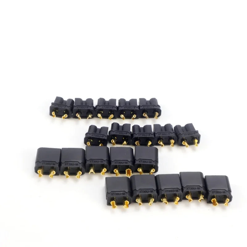 5/10/15 Pairs of XT30-U Male and Female Bullet Connectors; with Heat Shrink Tubing; Power Battery Plug for RC Lithium Batteries