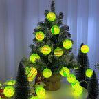 Luminous Xmas Bauble Fairy String Lights, Multipattern Printed Christmas Ball LED Garland, Whimsical Neon Tone Festive Lighting