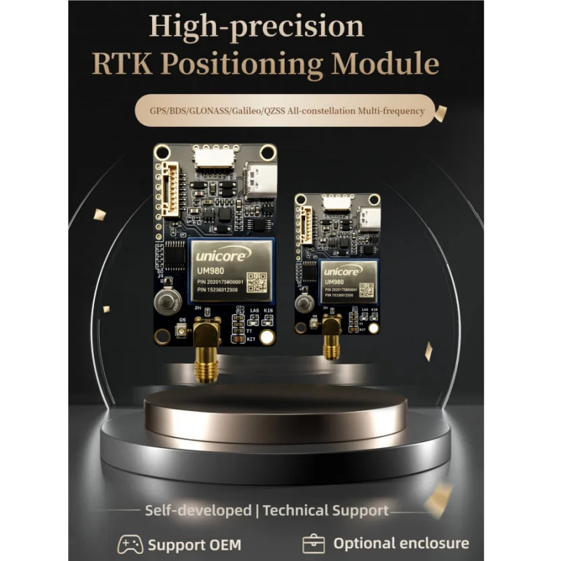RTK UM980 High Accuracy Multi-Frequency Unicore GNSS Module VS F9P with Antenna for GPS Base Station RTK Receiver Board OEM