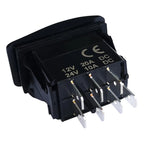 Waterproof 12V/24V 7-Pin DPDT Reverse Polarity Rocker Switch Blue LED Latching/Momentary On-Off-On for DC Linear Actuators Motor