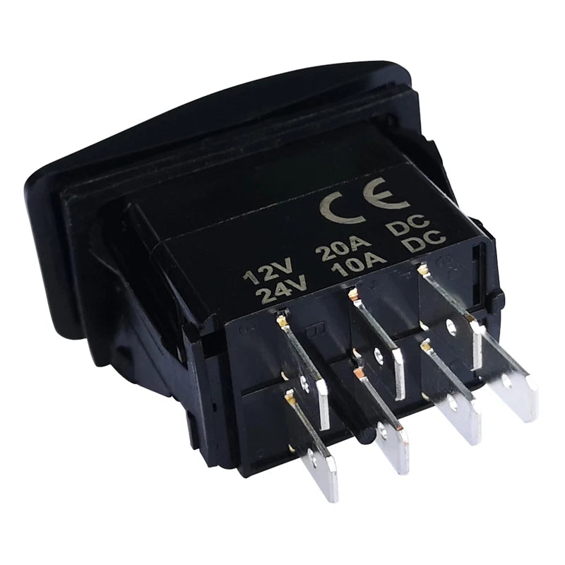 Waterproof 12V/24V 7-Pin DPDT Reverse Polarity Rocker Switch Blue LED Latching/Momentary On-Off-On for DC Linear Actuators Motor