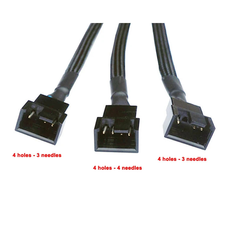 1Pcs PWM Fan Splitter 4pin Adapter Cable 1 To 4/3/2/1 Ways PWM Fan Splitter Extension Power Cable Connector Y Splitter Black