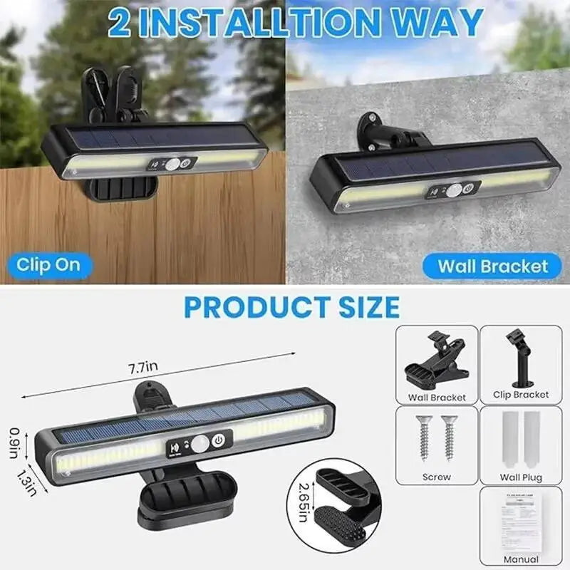 Solar Motion Sensor Lights Outdoor 36LED Clip On Solar Fence Lights Waterproof Security Wall Lights Portable Security Light Yard