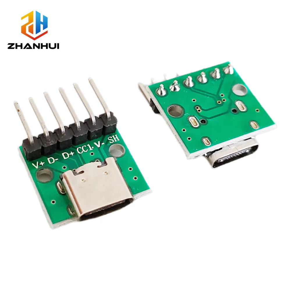 5/10/20Pcs USB 3.1 Type C 16 Pin to 6P 2.54mm Test PCB Board Adapter Connector Socket for Data Line Cable Transfer & Debugging
