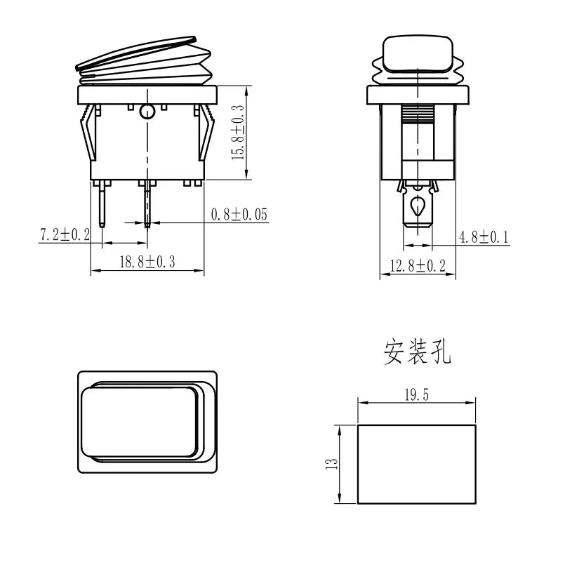 KCD1 12v 220v 30A waterproof 3pins toggle switch illuminated latching 4pins on off on emergency marine rocker switch