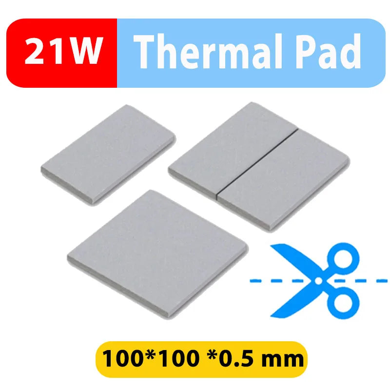 21W/mK Thermal Conductivity Thermal Pad 2.25mm 100x100mm CPU Heatsink Cooling Conductive Thermal Silicone Pad Thermal Insulation