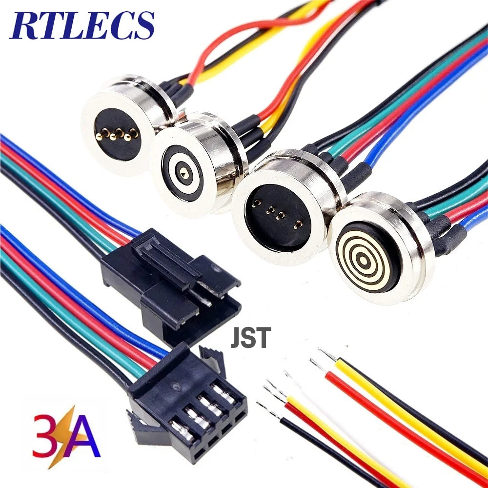 360º Magnetic Circular PogoPin Hassle Free Connector 2A Male Female Metal Spring Loaded 3 4 Pin DC Power Charger Wire JST SM