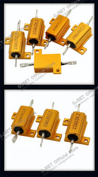 1pcs RX24-10W Golden Aluminum High Power Current Limiting Resistors 0.1 ~ 10K 0.5 1 2 3 5 8 10 20 100 150 200 300 500 1K 5K Ohms