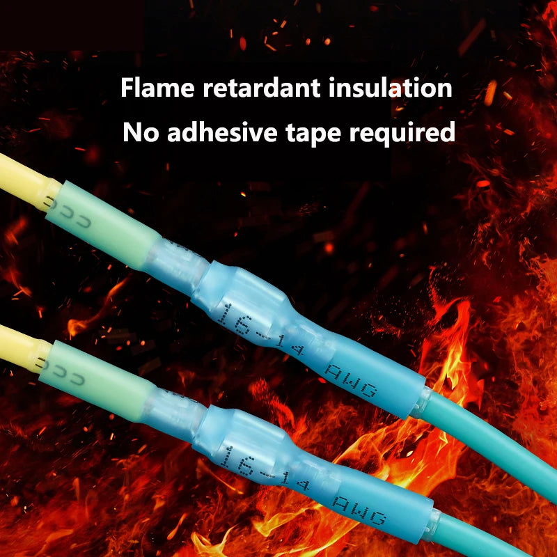 50Pcs Heat Shrink Insulated Spade Terminals Male Female Splice Cable Kit Fast Disconnect Butt Wire Connectors Waterproof