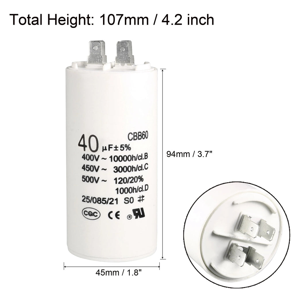 1Pcs CBB60 Run Capacitor 8uF-80uF 450V AC Double Insert 50/60Hz Cylinder White for Air Compressor Water Pump Motor