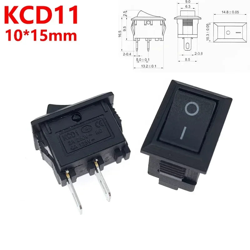5Pcs KCD1 Mini Rocker Switch 6A/250V 10A/125V Power Switch ON OFF with Wire Cable Toggle Switch for Car Automotive Boat