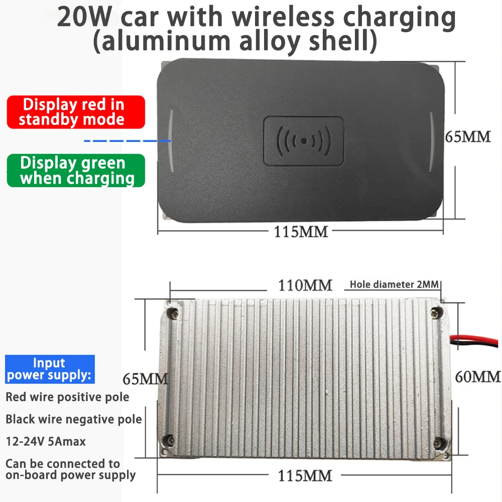 20W 22W Car Wireless Charging Mobile Phone Wireless Charger Module with Three Coil Transmission End 24V 12V Wide Voltage