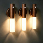 Wood Grain Motion Sensor Light Indoor Magnet Body Hallway Rechargeable LED Wireless Wall Sconce Portable Decor Torch Night Light