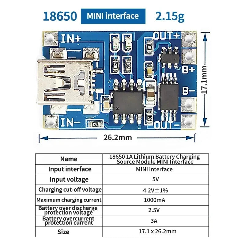 10PCS Micro/TYPE-C/MINI USB 5V 1A 18650 TP4056 Lithium Battery Charger Module Charging Board With Protection Dual Functions XCW