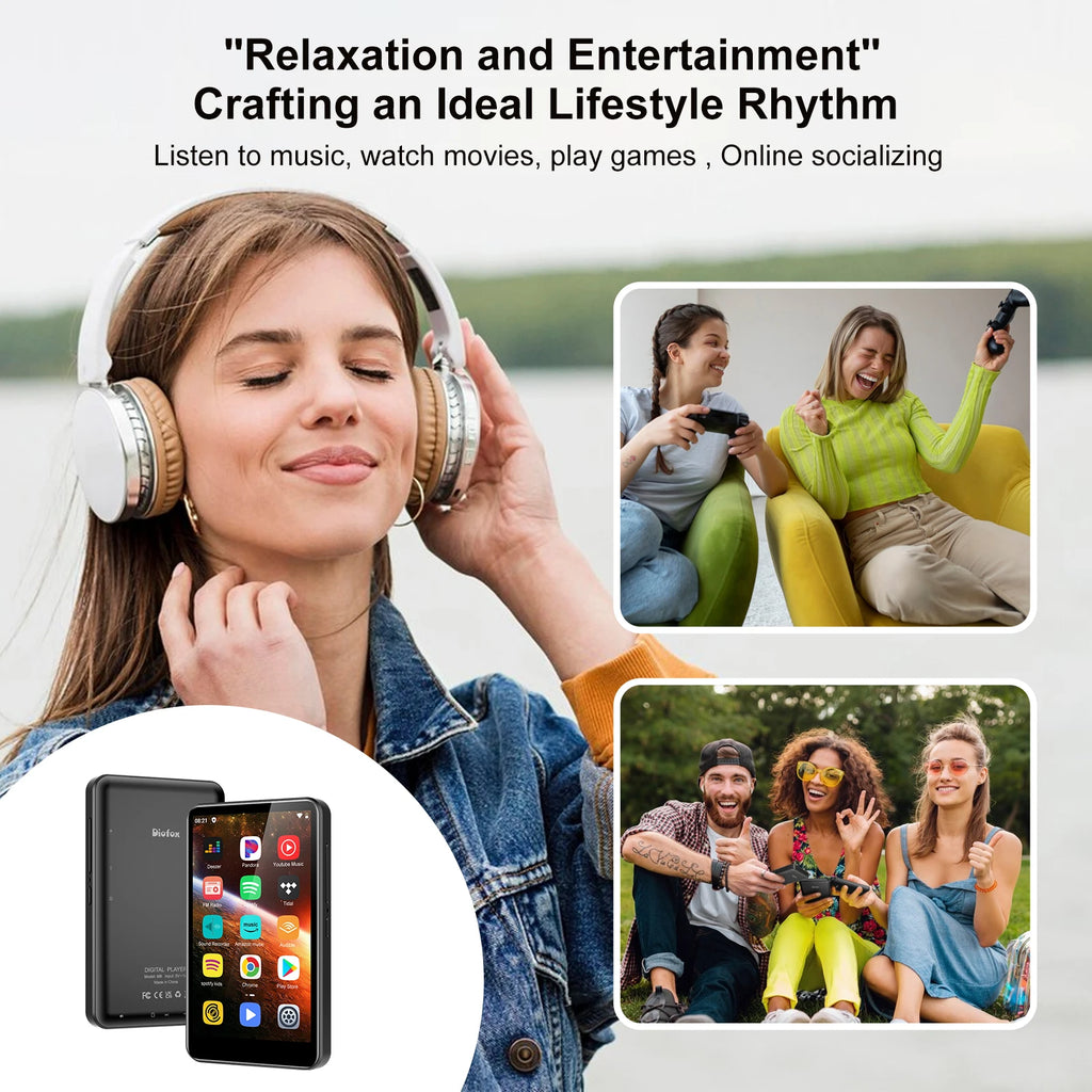 Diofox MP3/MP4 Player Android 4.0 Inch Touch Screen 2+16GB Bluetooth 4.1 Dual‑Band WiFi TF Card Expandable Up To 512GB Portable