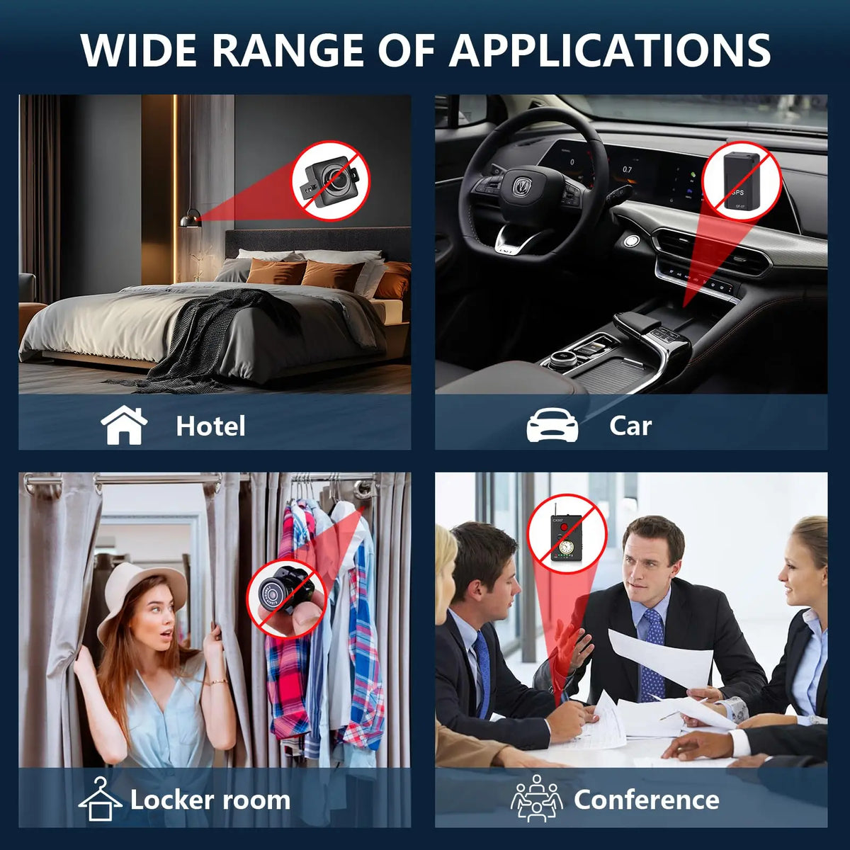 6-in-1 Anti-Spy Hidden Camera Detector GPS Tracker Finder RF Signal Eavesdropping Device Scanner for Hotel Travel Privacy