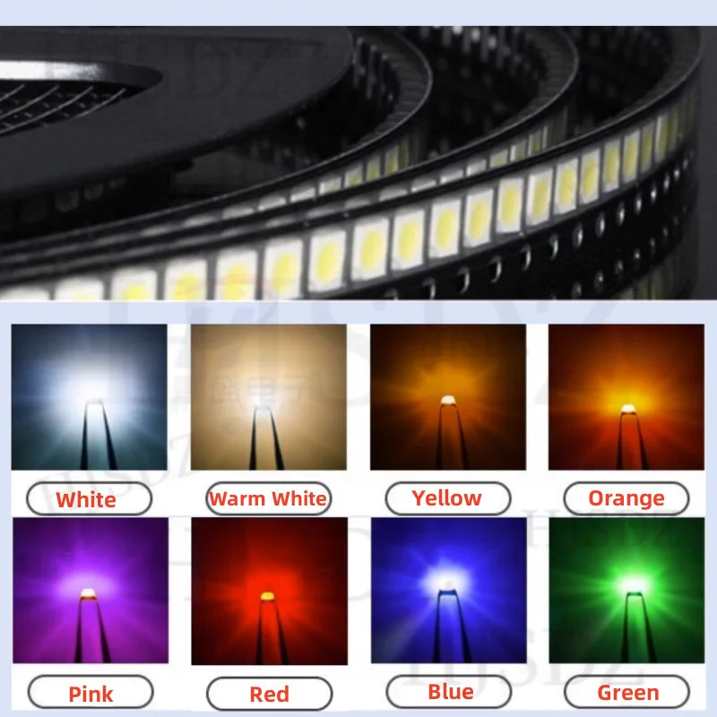1Reel 4000PCS 3000PCS 2000PCS Light-emitting diode 0402 0603 0805 1206 1210 3528  LED Diodes light Yellow Red Green Blue White