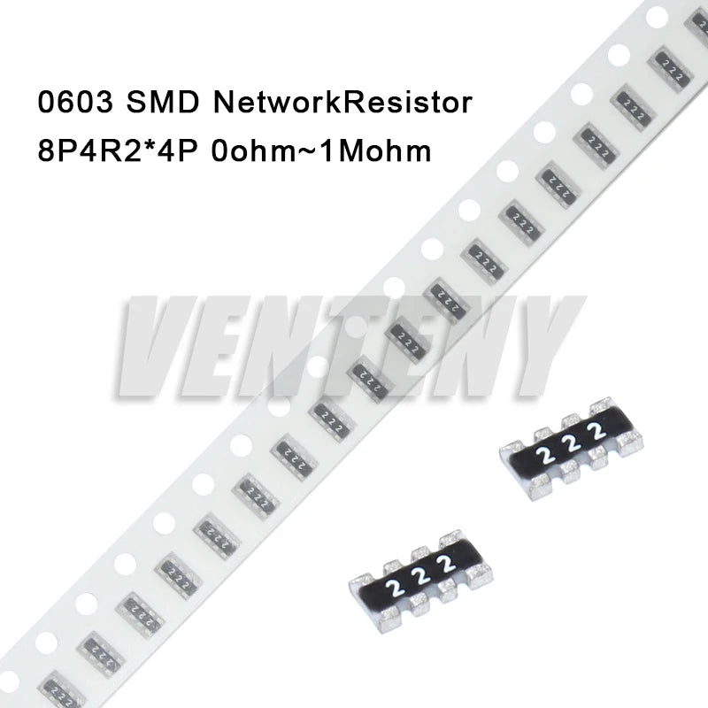 100pcs 0603 2*4 8P4R 2*4P 5% 0 ohm ~ 910K Network Resistor SMD array 2K 2.2K 4.7K 10K 22K 47K 100K 1M 1 10 100 220 470 ohms