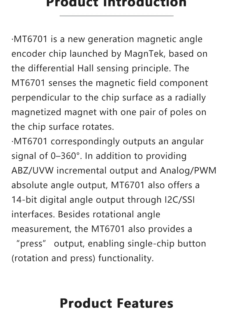 MT6701QT Magnetic Rotary Encoder Sensor Module 14-bit High Precision SPI/I2C Interface Alternative To AS5600