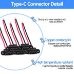 Waterproof USB3.1 Type C Female Panel Mount Socket 2Pin 3A High Current Fast Charging Welding Connector with Rubber O Ring Seal