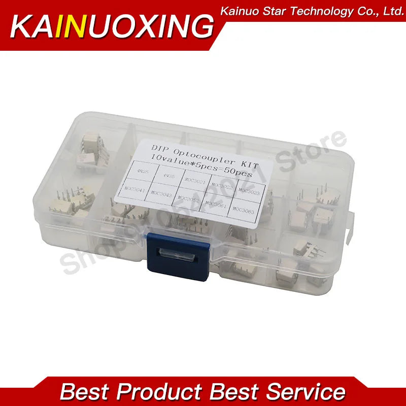 50PCS MOC3043 MOC3052 MOC3061 MOC3063 4N25 4N35 MOC3021 MOC3022 MOC3023 MOC3041 10 Values 5PCS Each DIP Optocoupler Kit
