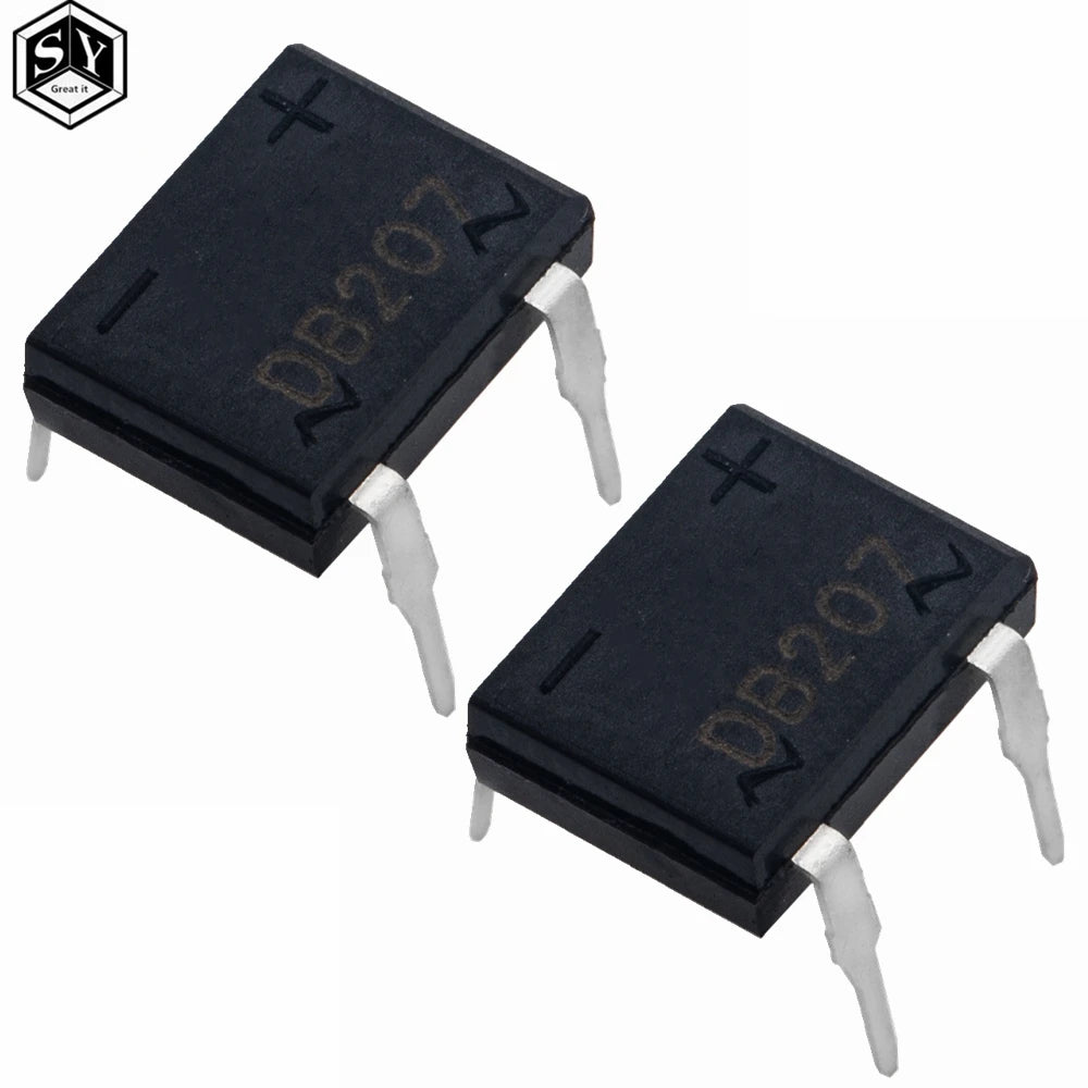 10pcs/lot diode bridge retifica DB207 DIP-4 DB207S DIP4 2A 1000V power diode rectifier 1000v electronic components