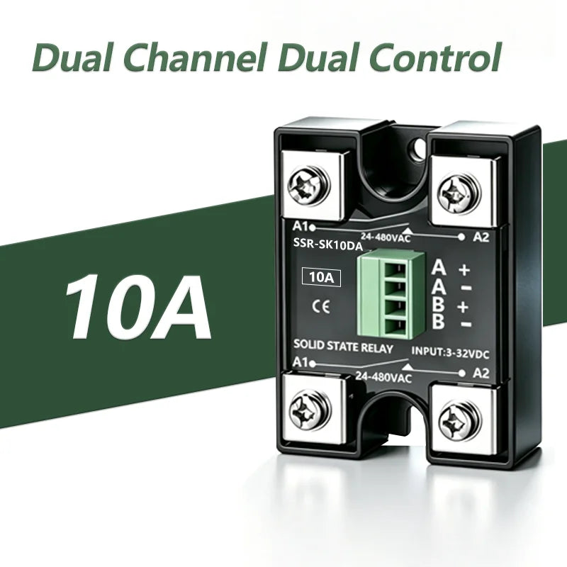 Solid State Relay SSR 10A 25A 40A DC To AC Single Phase Dual Channel Single Control Or Dual Channel Dual Contro