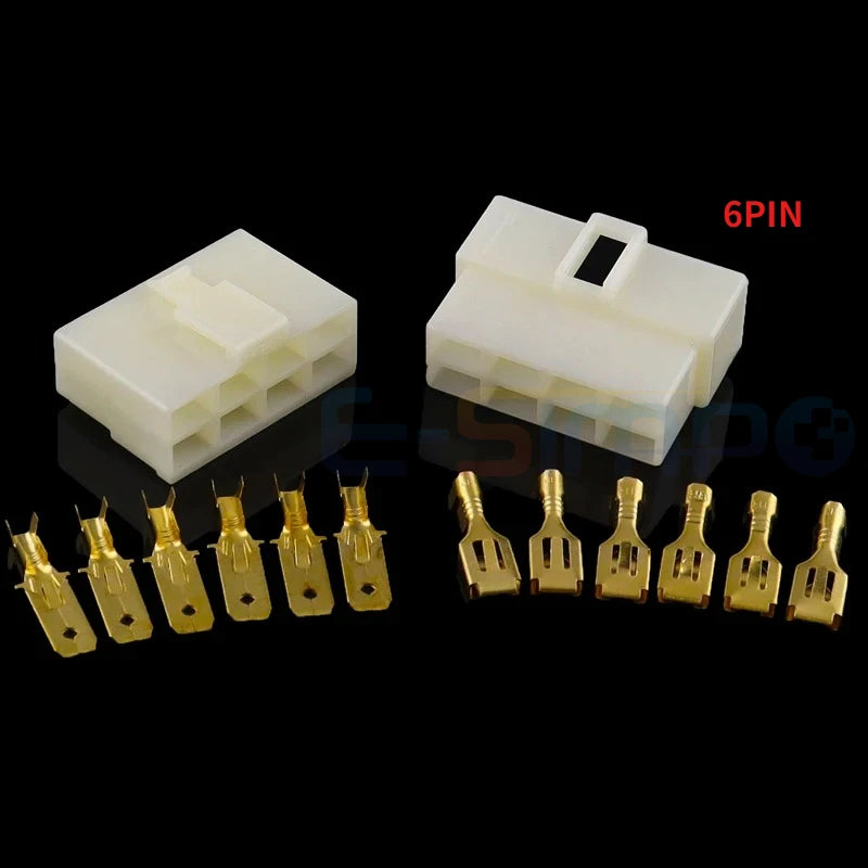 6.3MM 1/2/3/4/6/8/9/12/14/21 PIN Automotive Electrical Connector Cable Terminal Plug Kits Motorcycle For Ebike Car Terminal
